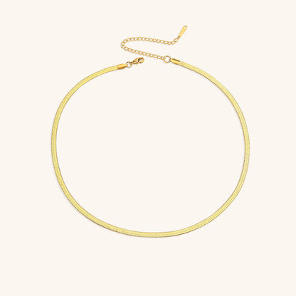 Elegant Gold Herringbone Necklace for Women – Hypoallergenic Stainless Steel-Plated Jewelry, 14k Gold, 14-Inch with Extension 11