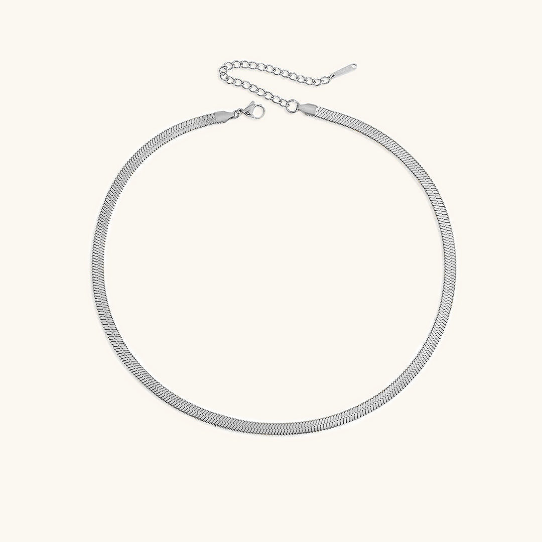 Elegant Gold Herringbone Necklace for Women – Hypoallergenic Stainless Steel-Plated Jewelry, 14k Gold, 14-Inch with Extension 13