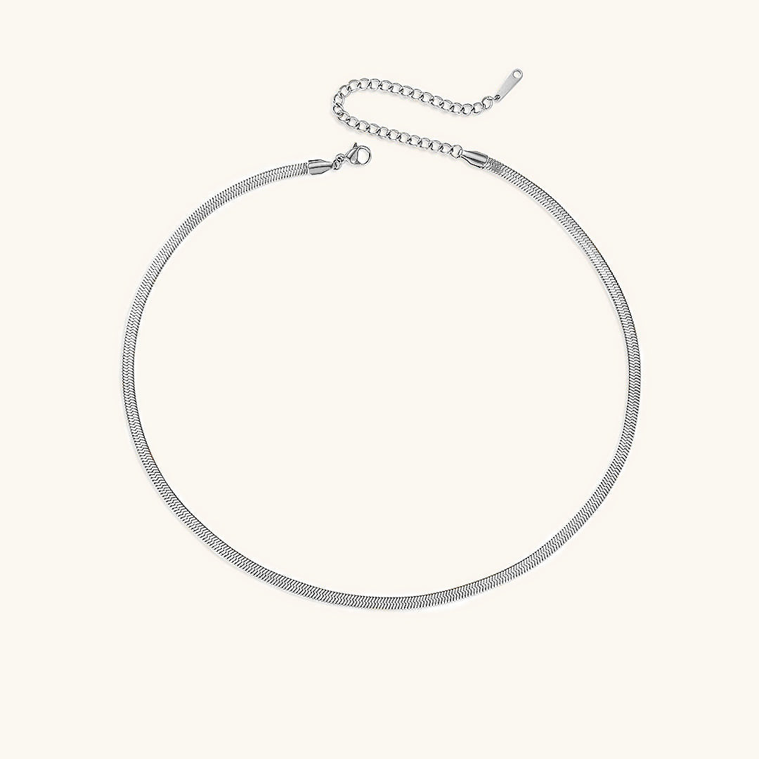 Elegant Gold Herringbone Necklace for Women – Hypoallergenic Stainless Steel-Plated Jewelry, 14k Gold, 14-Inch with Extension 14
