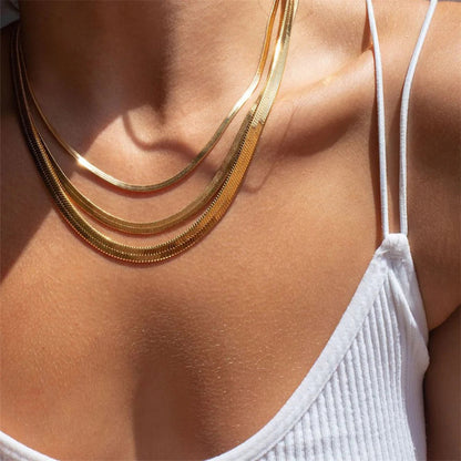 Elegant Gold Herringbone Necklace for Women – Hypoallergenic Stainless Steel-Plated Jewelry, 14k Gold, 14-Inch with Extension 2