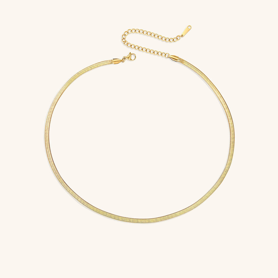 Elegant Gold Herringbone Necklace for Women – Hypoallergenic Stainless Steel-Plated Jewelry, 14k Gold, 14-Inch with Extension 8