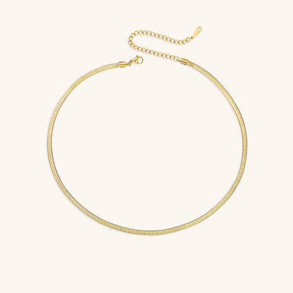 Elegant Gold Herringbone Necklace for Women – Hypoallergenic Stainless Steel-Plated Jewelry, 14k Gold, 14-Inch with Extension 8