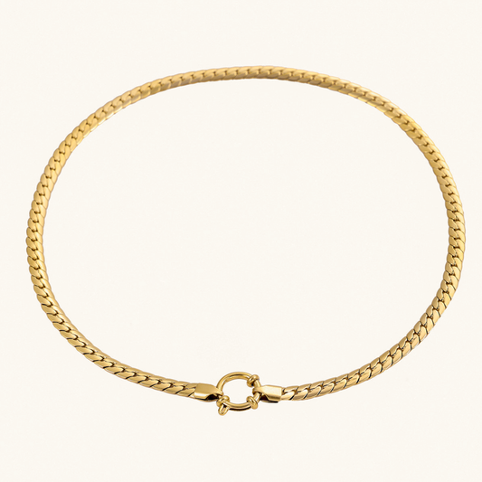 Elegant Gold Herringbone Pendant Necklace for Women – Waterproof, Hypoallergenic, 17-Inch 0