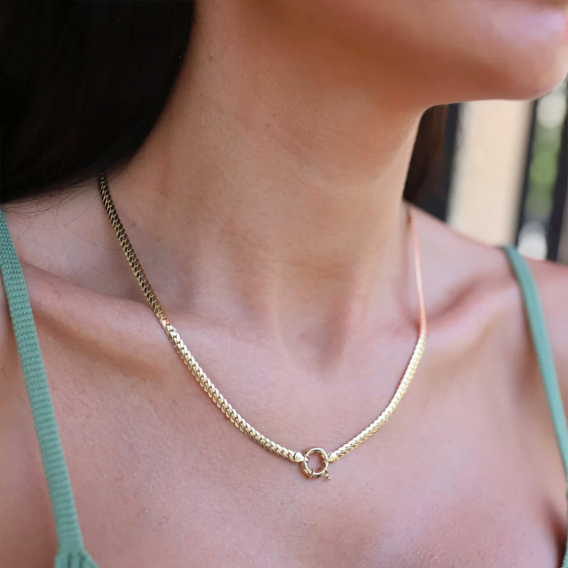 Elegant Gold Herringbone Pendant Necklace for Women – Waterproof, Hypoallergenic, 17-Inch 2