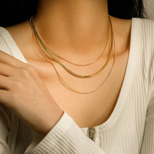 Elegant Gold Layered Necklace for Women – Waterproof, Hypoallergenic Stainless Steel-Plated 18k Gold Chain 1
