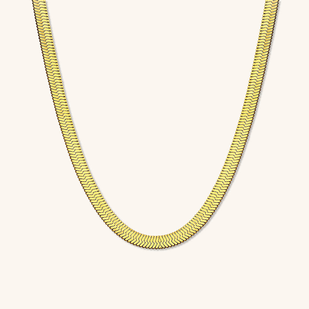 Elegant Gold Necklace – 18k Gold-Plated Herringbone Design, Hypoallergenic, Water-Resistant, 18-inch with 2-inch Extension 0