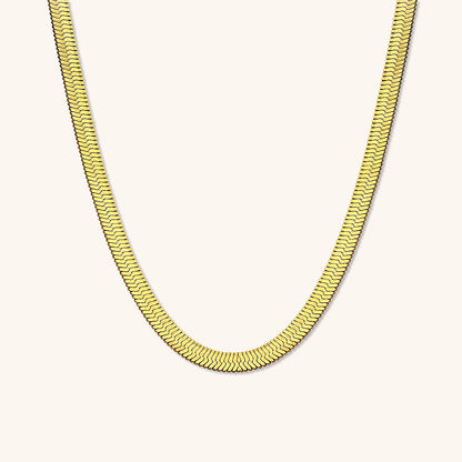Elegant Gold Necklace – 18k Gold-Plated Herringbone Design, Hypoallergenic, Water-Resistant, 18-inch with 2-inch Extension 0