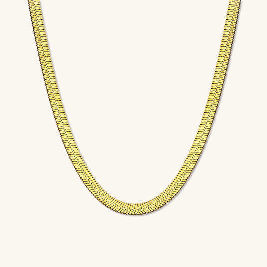 Elegant Gold Necklace – 18k Gold-Plated Herringbone Design, Hypoallergenic, Water-Resistant, 18-inch with 2-inch Extension 0
