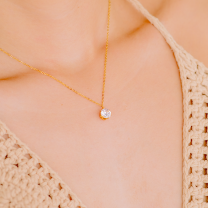 Elegant Gold Necklace with AAAAA Diamond Simulants – Hypoallergenic 18k Plated Stainless Steel, 15 Inch Length 2