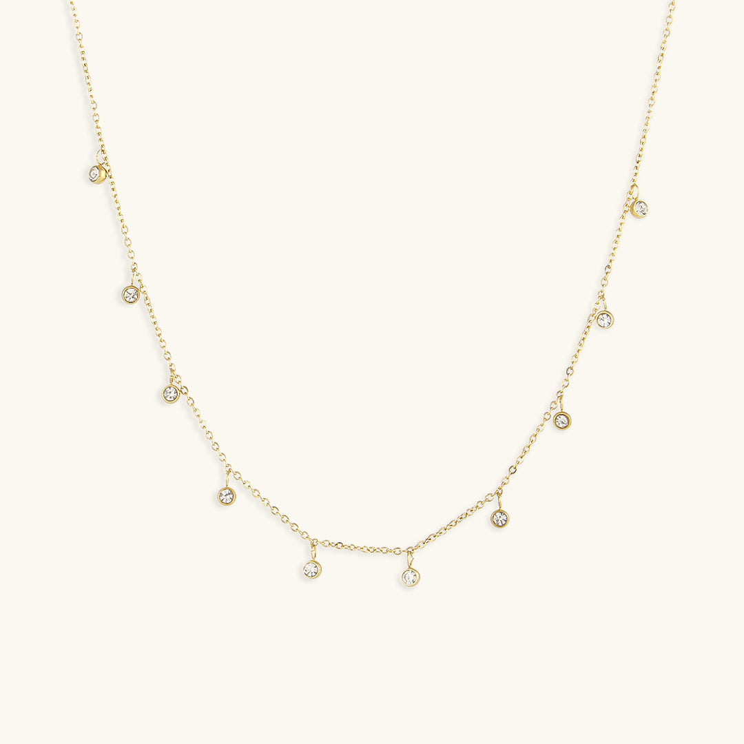 Elegant Gold Necklace with Gold Chain and Diamond Simulants – 16 Inch Juliet Gemstone Necklace for Women 0