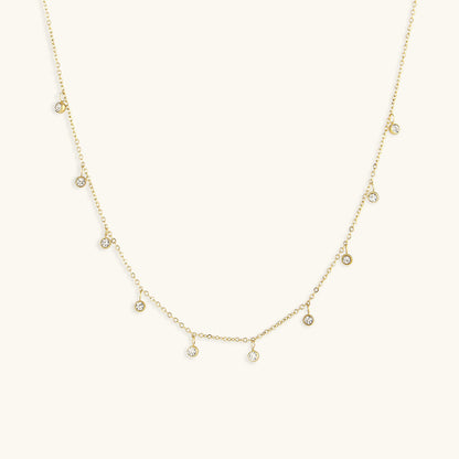 Elegant Gold Necklace with Gold Chain and Diamond Simulants – 16 Inch Juliet Gemstone Necklace for Women 0