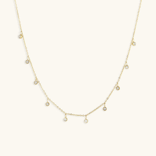 Elegant Gold Necklace with Gold Chain and Diamond Simulants – 16 Inch Juliet Gemstone Necklace for Women 0