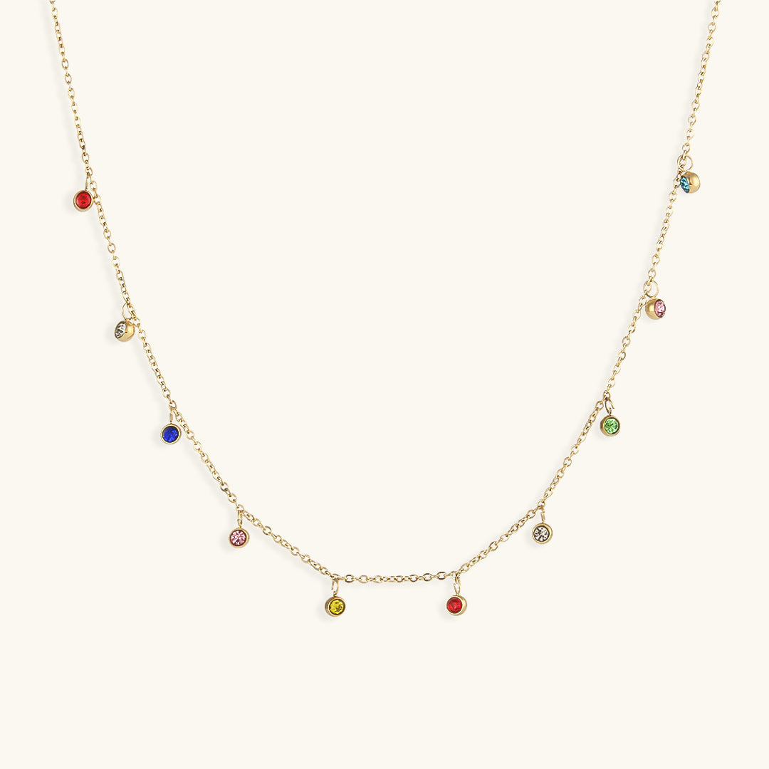 Elegant Gold Necklace with Gold Chain and Diamond Simulants – 16 Inch Juliet Gemstone Necklace for Women 1