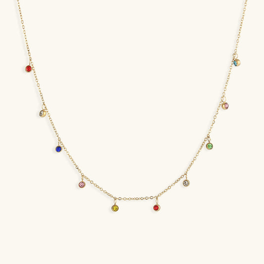 Elegant Gold Necklace with Gold Chain and Diamond Simulants – 16 Inch Juliet Gemstone Necklace for Women 1