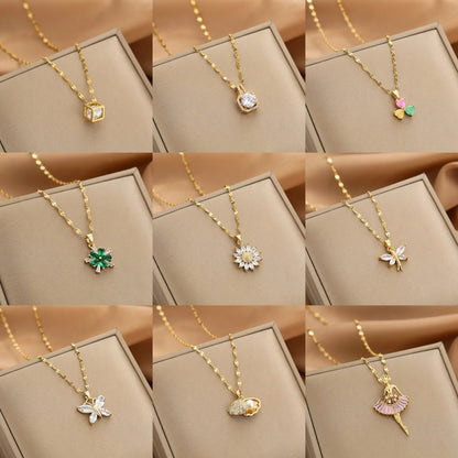 Elegant Gold Necklace with Zircon Accents – Adjustable Dainty Jewelry for Women 1