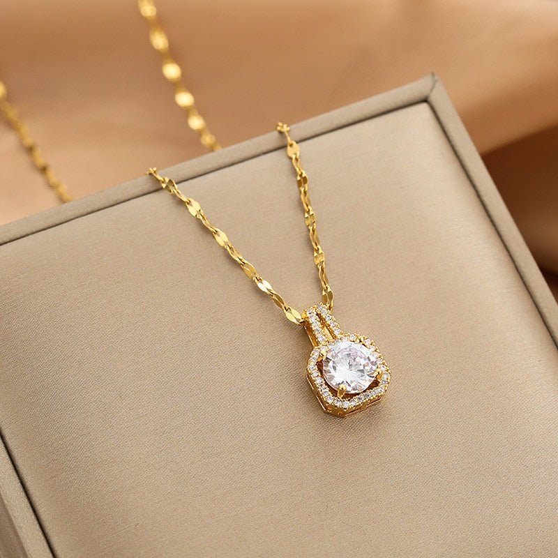 Elegant Gold Necklace with Zircon Accents – Adjustable Dainty Jewelry for Women 2