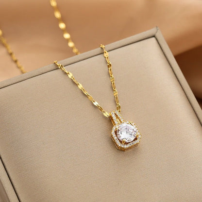Elegant Gold Necklace with Zircon Accents – Adjustable Dainty Jewelry for Women 2