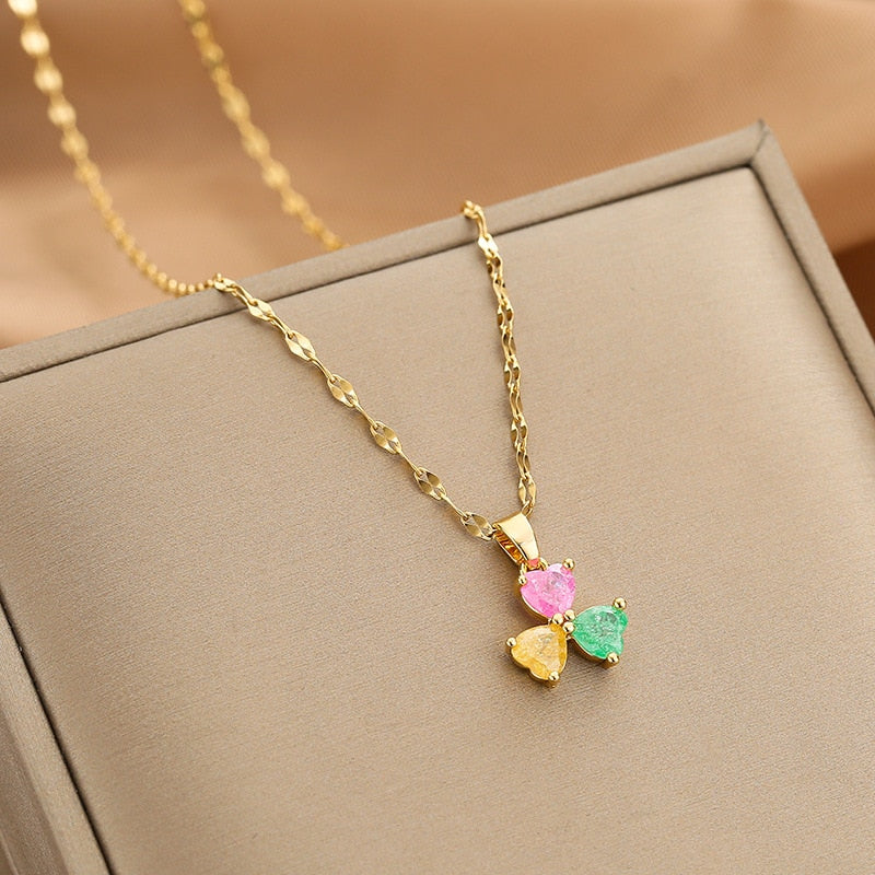 Elegant Gold Necklace with Zircon Accents – Adjustable Dainty Jewelry for Women 3