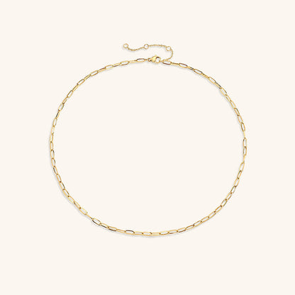 Elegant Gold Paperclip Chain Necklace – 14k Gold-Plated Stainless Steel, 17 Inches with Extension, Hypoallergenic Design 4