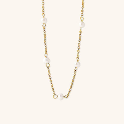 Elegant Gold Pearl Necklace with Freshwater Pearls – 18k Gold Plated, Hypoallergenic, 18-Inch Length 0