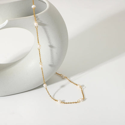 Elegant Gold Pearl Necklace with Freshwater Pearls – 18k Gold Plated, Hypoallergenic, 18-Inch Length 4