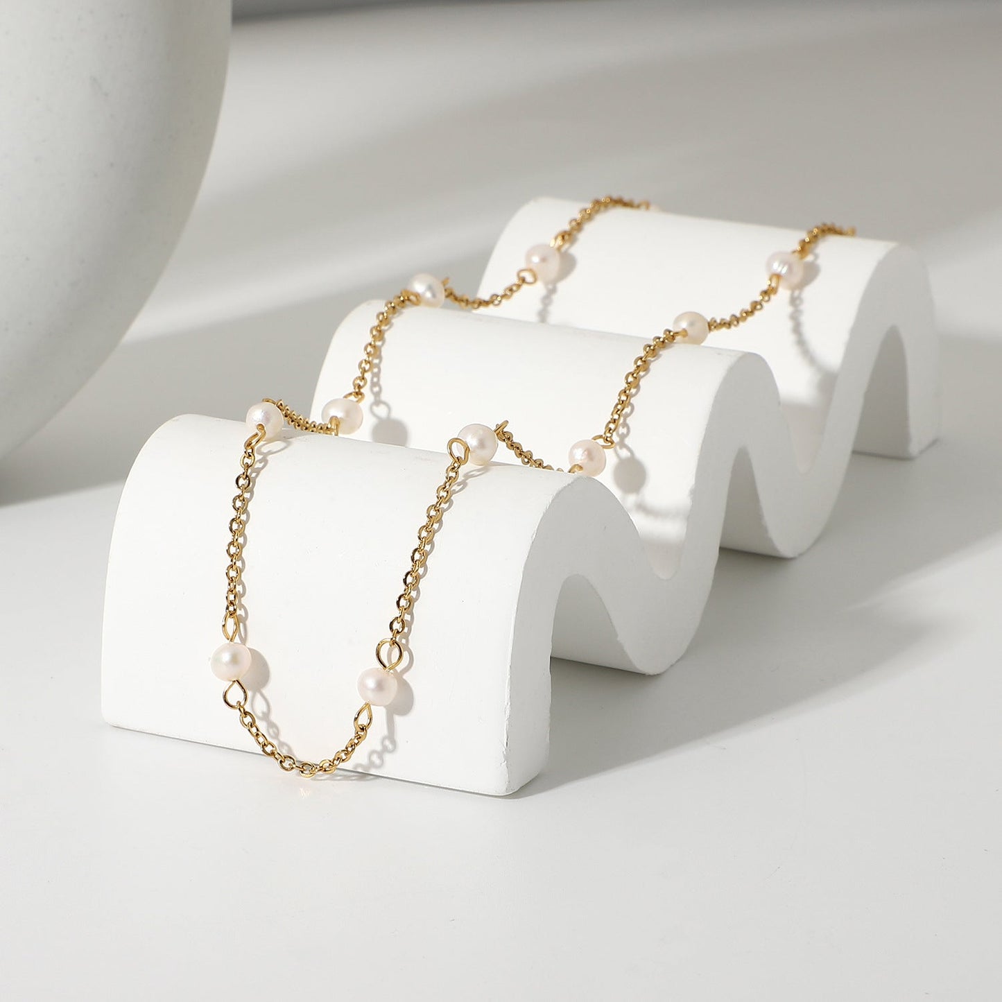 Elegant Gold Pearl Necklace with Freshwater Pearls – 18k Gold Plated, Hypoallergenic, 18-Inch Length 6