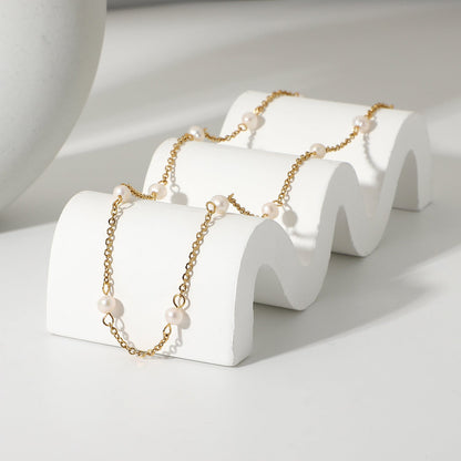 Elegant Gold Pearl Necklace with Freshwater Pearls – 18k Gold Plated, Hypoallergenic, 18-Inch Length 6