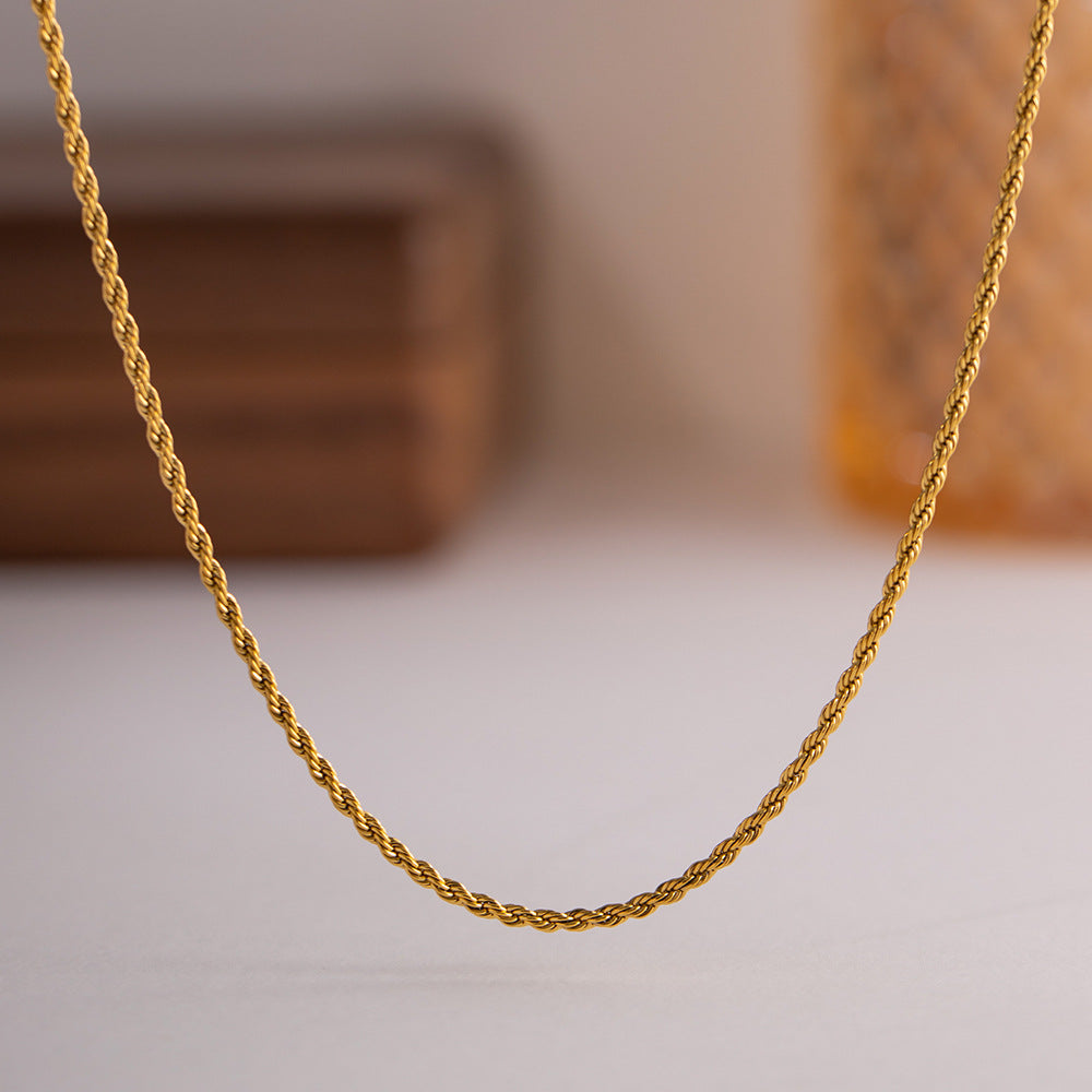 Elegant Gold Rope Chain Necklace - 18k Stainless Steel-Plated, Hypoallergenic, 16-Inch with Extension for Women 4