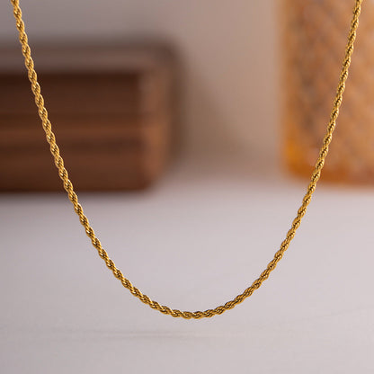 Elegant Gold Rope Chain Necklace - 18k Stainless Steel-Plated, Hypoallergenic, 16-Inch with Extension for Women 4