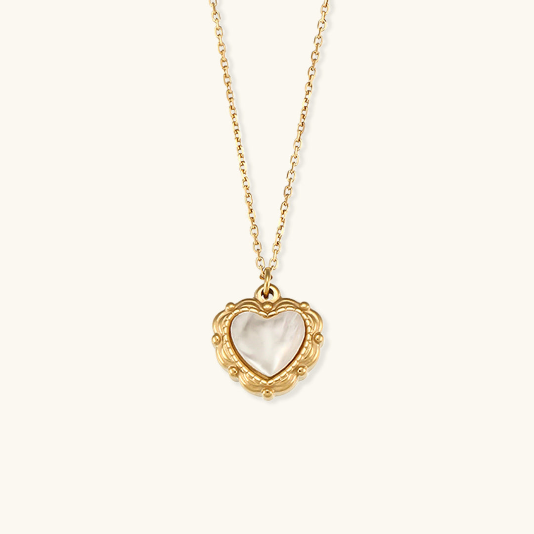 Elegant Heart-Shaped Pearl Necklace with 18K Gold Plating – Hypoallergenic and Water Resistant 0