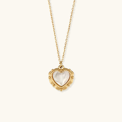 Elegant Heart-Shaped Pearl Necklace with 18K Gold Plating – Hypoallergenic and Water Resistant 0