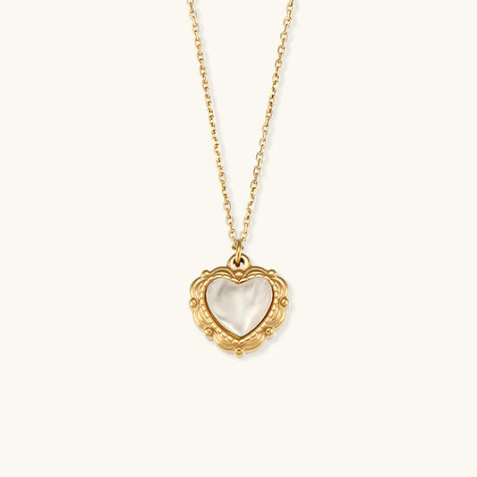 Elegant Heart-Shaped Pearl Necklace with 18K Gold Plating – Hypoallergenic and Water Resistant 0
