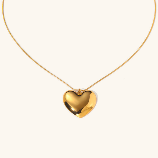 Elegant Heart Pendant Necklace – Hypoallergenic 18k Gold-Plated Stainless Steel, Adjustable 17-19 Inches, Lightweight Design 0