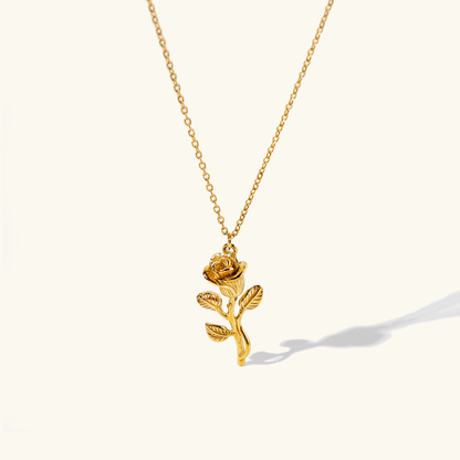 Elegant Hypoallergenic Gold Rose Necklace with Delicate Gold Chain – Waterproof 16 Inch Accessory for Women 0