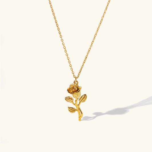 Elegant Hypoallergenic Gold Rose Necklace with Delicate Gold Chain – Waterproof 16 Inch Accessory for Women 0