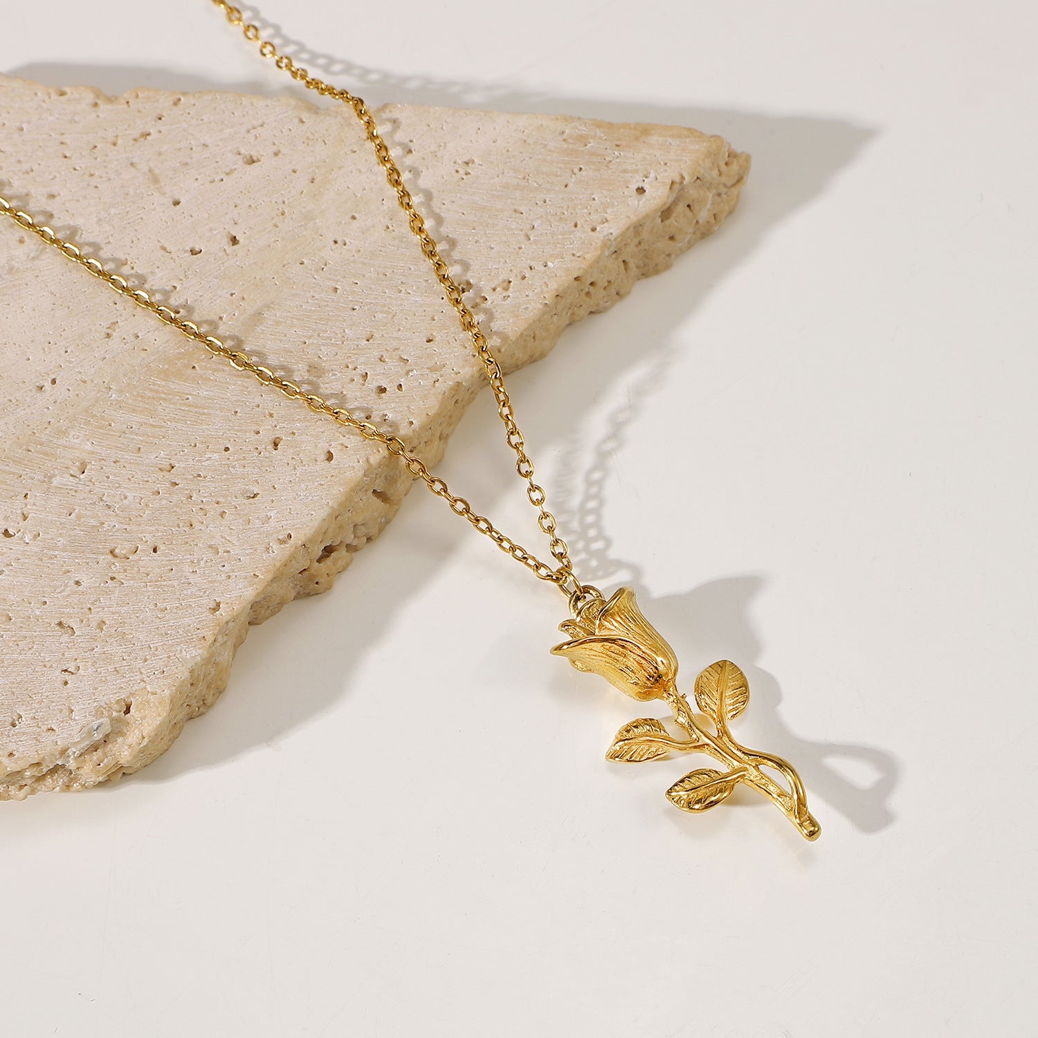 Elegant Hypoallergenic Gold Rose Necklace with Delicate Gold Chain – Waterproof 16 Inch Accessory for Women 2