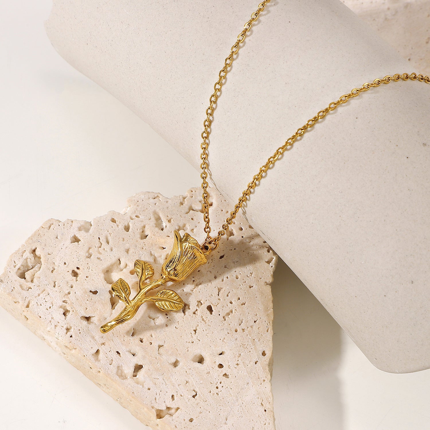 Elegant Hypoallergenic Gold Rose Necklace with Delicate Gold Chain – Waterproof 16 Inch Accessory for Women 4