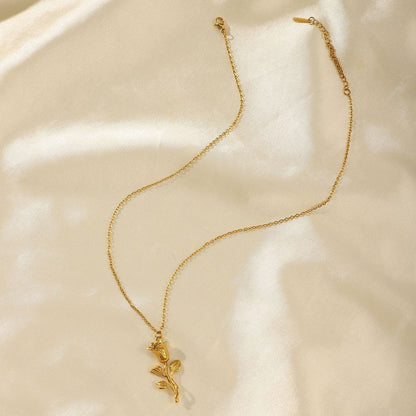 Elegant Hypoallergenic Gold Rose Necklace with Delicate Gold Chain – Waterproof 16 Inch Accessory for Women 5