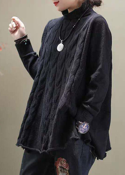 Women's Knit Sweater Khaki Turtleneck Casual - 3