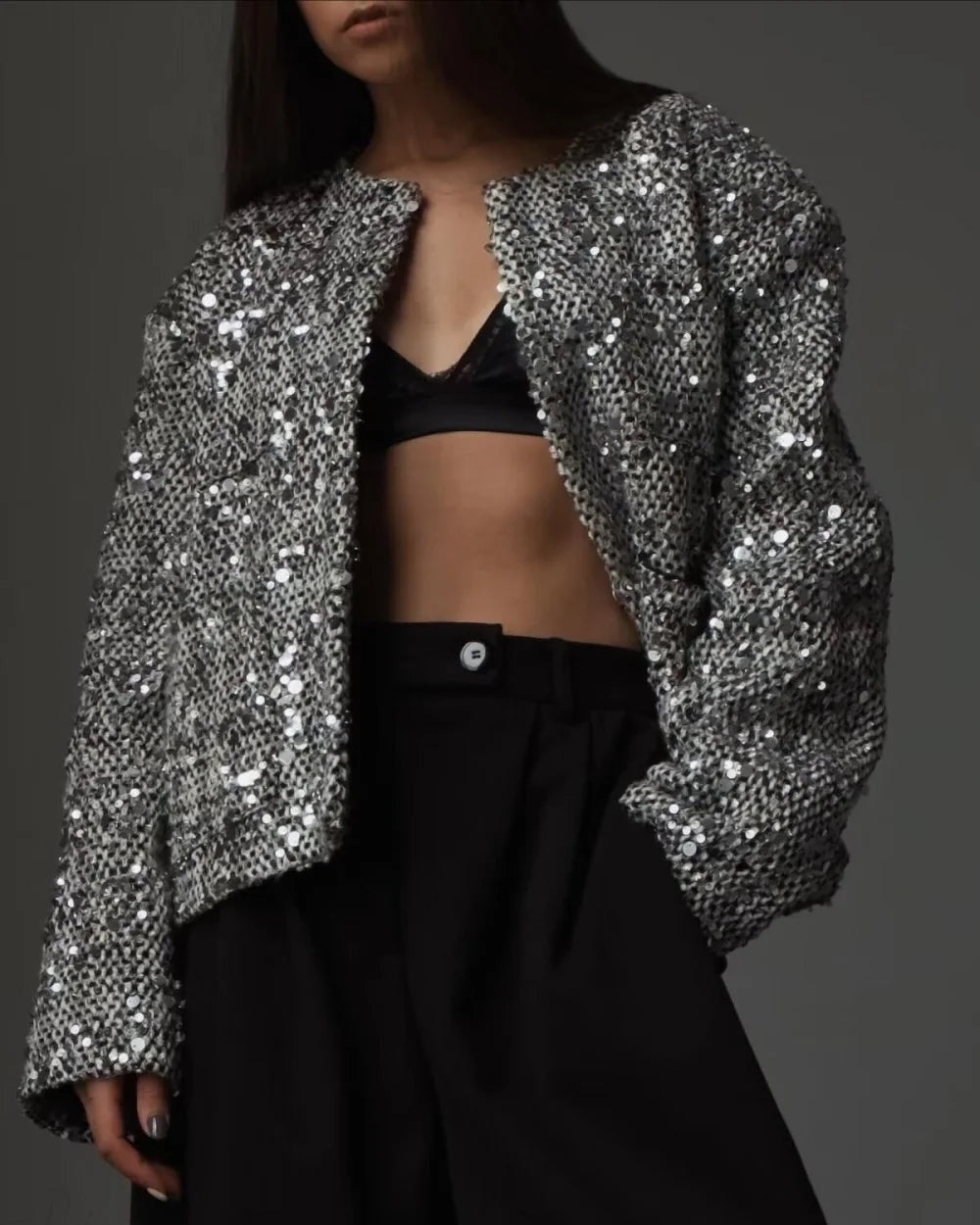 Evelyn Women's Sequin Jacket | Elegant Tweed Design 2