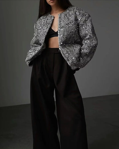 Evelyn Women's Sequin Jacket | Elegant Tweed Design 3