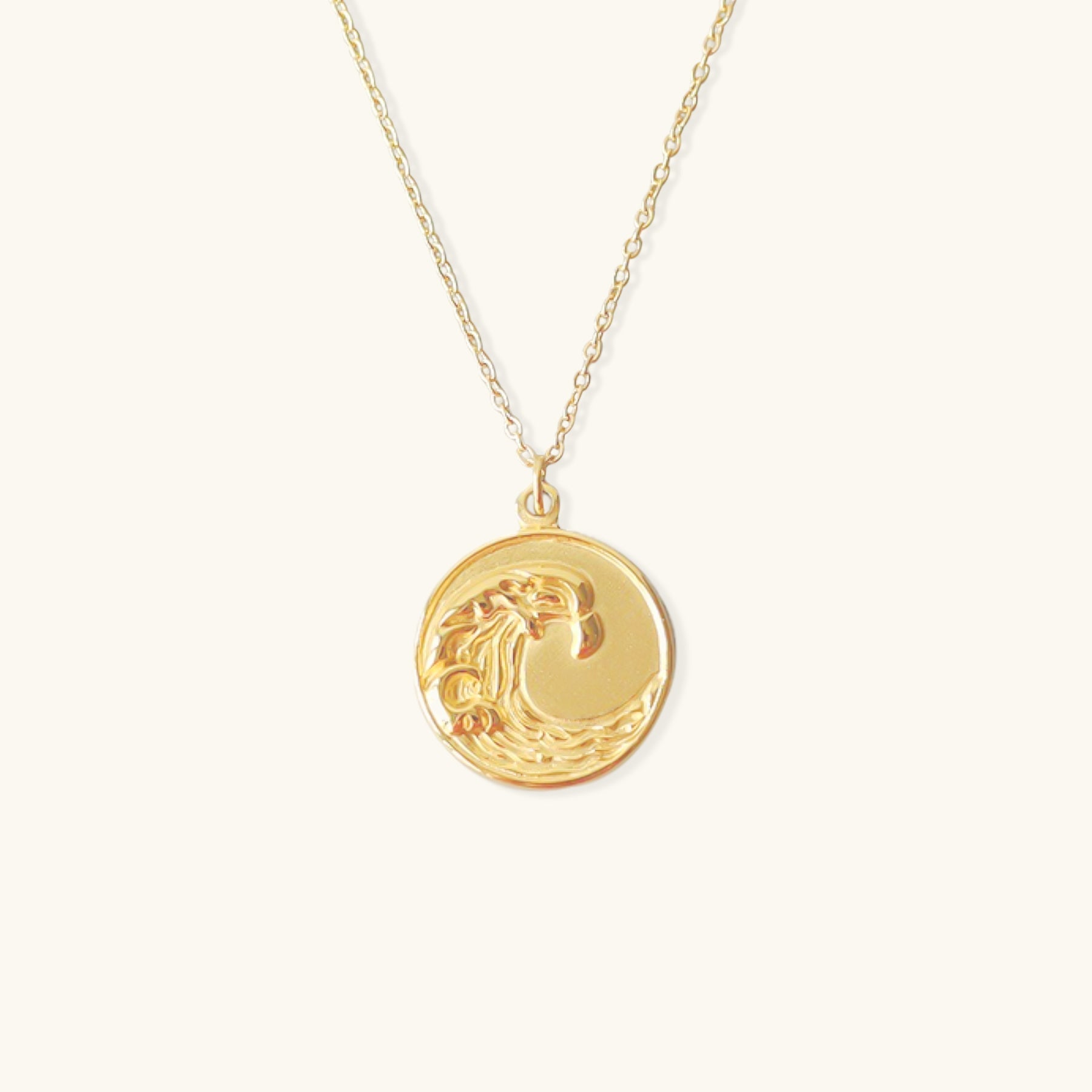 Elegant Ocean Wave Pendant in 18k Waterproof Gold – Hypoallergenic Stainless Steel Necklace, 18-Inch with Extension 0