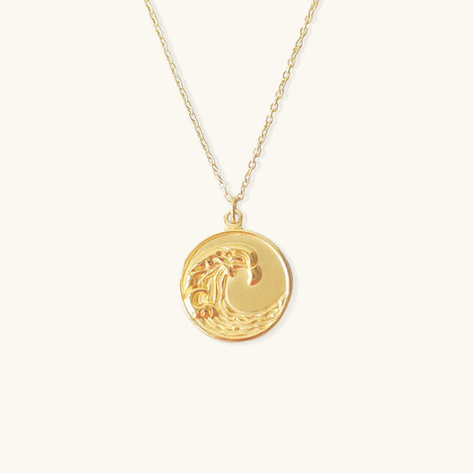 Elegant Ocean Wave Pendant in 18k Waterproof Gold – Hypoallergenic Stainless Steel Necklace, 18-Inch with Extension 0