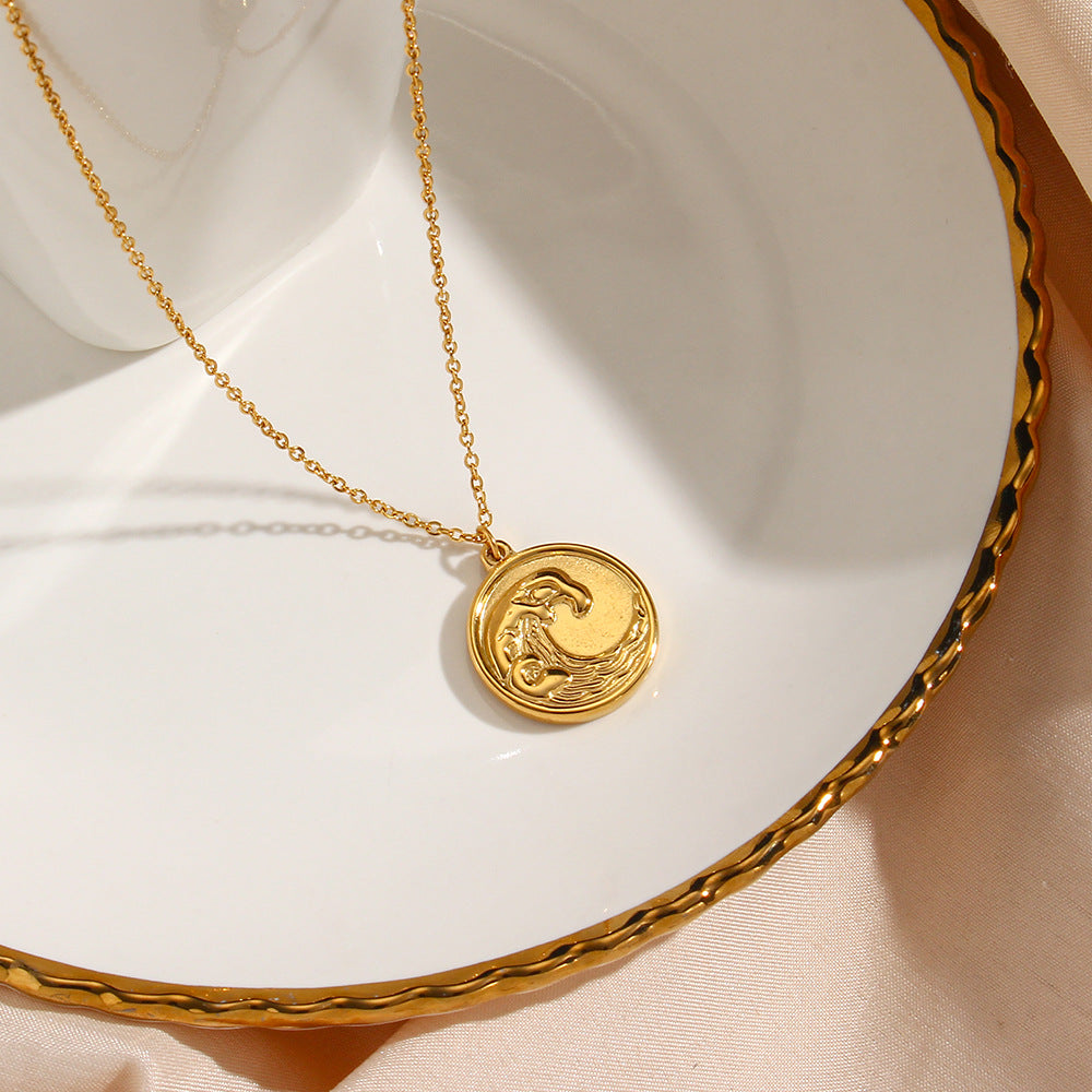Elegant Ocean Wave Pendant in 18k Waterproof Gold – Hypoallergenic Stainless Steel Necklace, 18-Inch with Extension 4