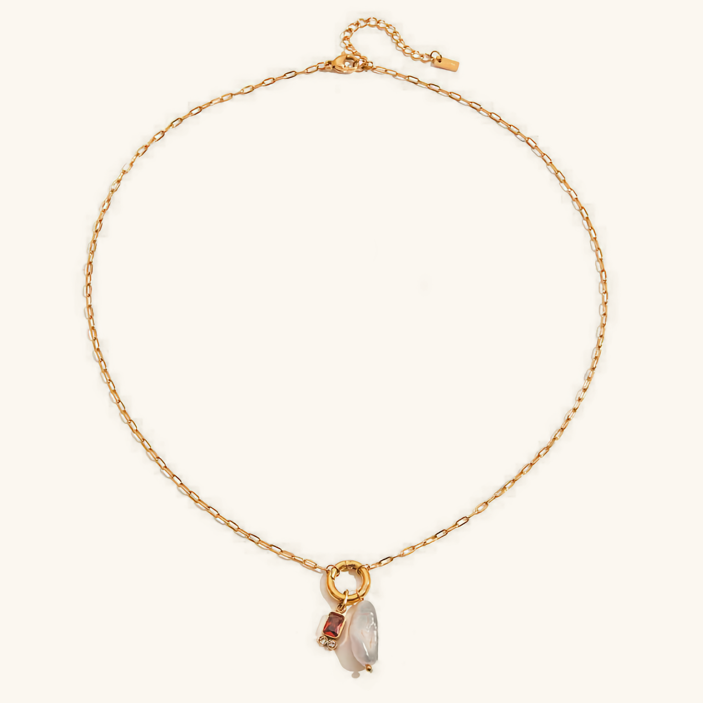 Elegant Pearl Necklace with Birthstone Pendant – Hypoallergenic 18k Gold-Plated Jewelry 0