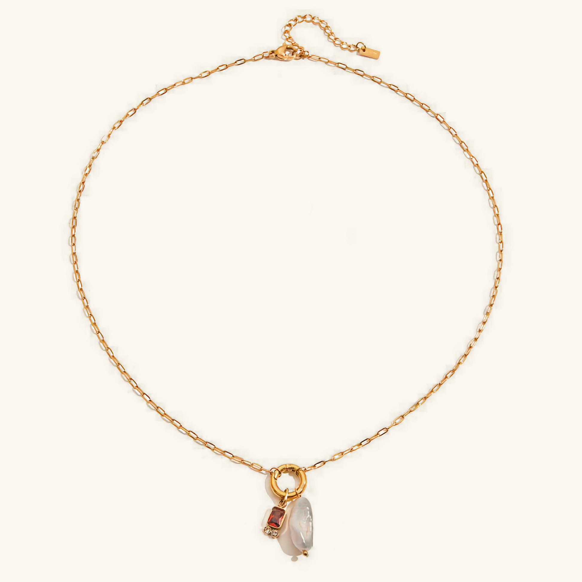 Elegant Pearl Necklace with Birthstone Pendant – Hypoallergenic 18k Gold-Plated Jewelry 0