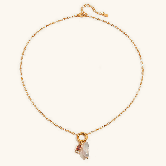 Elegant Pearl Necklace with Birthstone Pendant – Hypoallergenic 18k Gold-Plated Jewelry 0