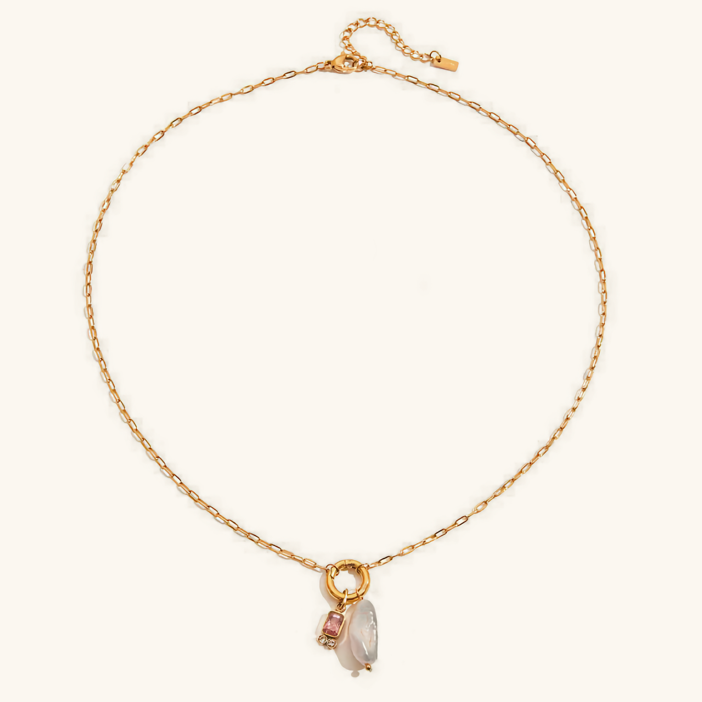 Elegant Pearl Necklace with Birthstone Pendant – Hypoallergenic 18k Gold-Plated Jewelry 14