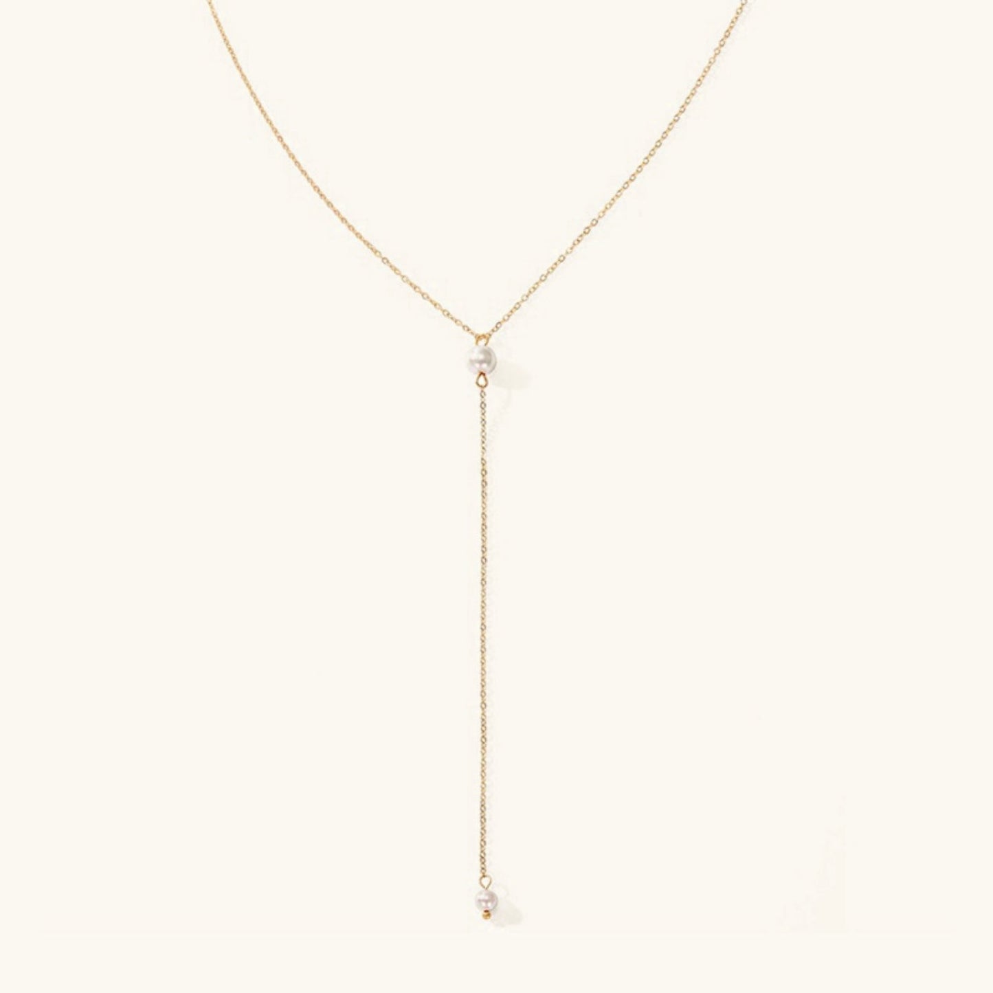 Elegant Pearl Tassel Necklace with Gold-Plated Stainless Steel – 17-Inch Chain 0