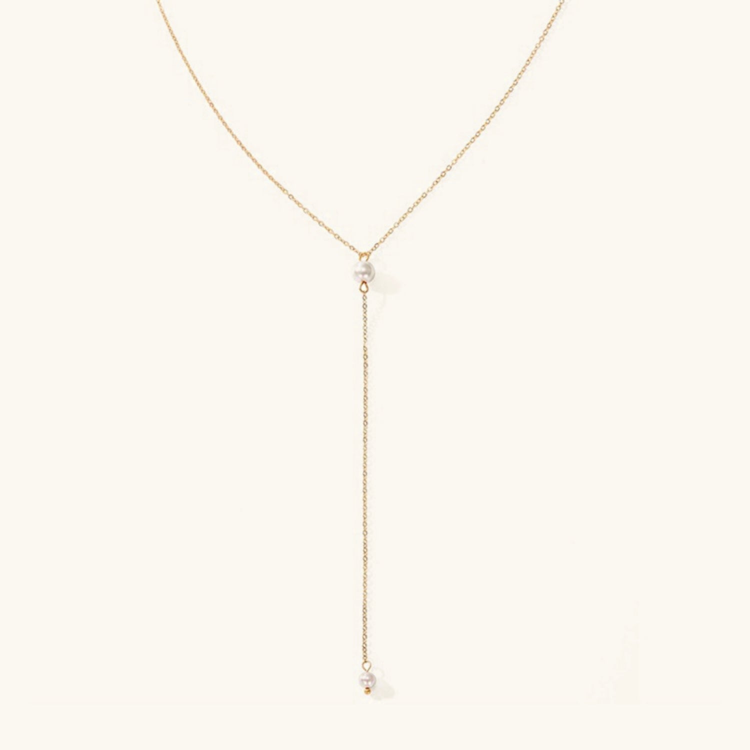Elegant Pearl Tassel Necklace with Gold-Plated Stainless Steel – 17-Inch Chain 0